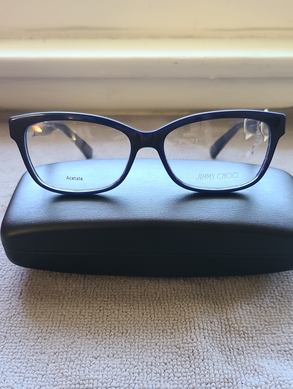 NEW & AUTHENTIC JIMMY CHOO EYEGLASSES, JC 110, MIDNIGHT BLUE- CRYSTALS, 53-15